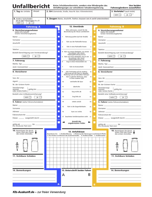 Vorlage eines Unfallberichts